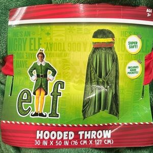 Elf Movie NEW Hooded Throw wrap 30”X50” green. Super soft, hand pockets